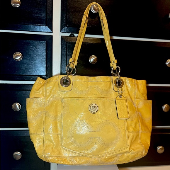 Y2k Coach Large Yellow Patent Leather Bag - Picture 1 of 10